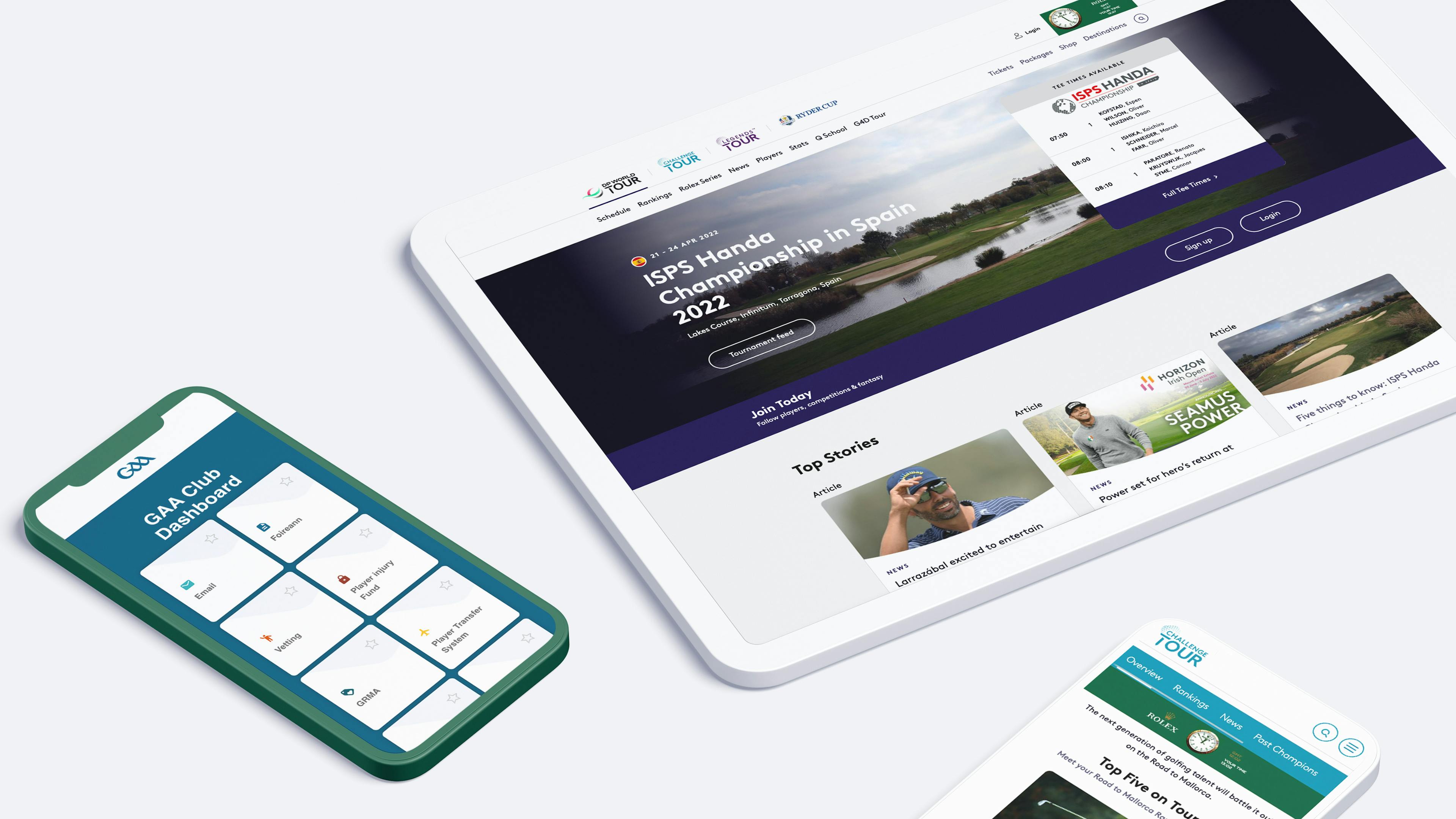 PGA European Tour & GAA websites for Deltatre